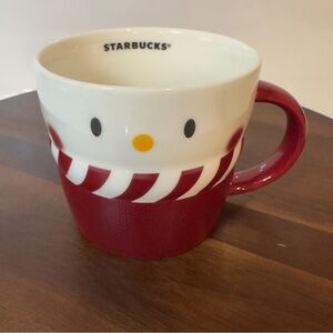 Starbucks Snowman Christmas Mug – 10 oz White & Red (2016) – Rare Vintage